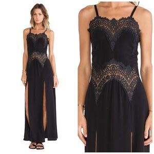 🖤 For Love And Lemons Bourbon Black Lace Maxi Dress